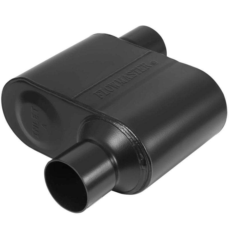 Flowmaster Super 10 Series Chambered Muffler â€“ 2.50â€ Offset In / 2.50â€ Offset Out â€“ Race-Inspired Sound â€“ 409 Stainless Steel â€“ Ideal for Muscle Cars, LS Swaps, Drag Cars & Off-Road Build (842518) - Image 1